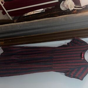 Striped Midi Dress - Red and Navy